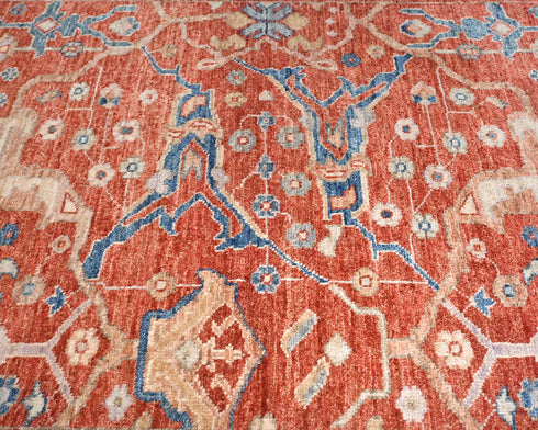 12 Ft Rust Aryana Afghan Hand Knotted Veg Dye Wool Runner Rug